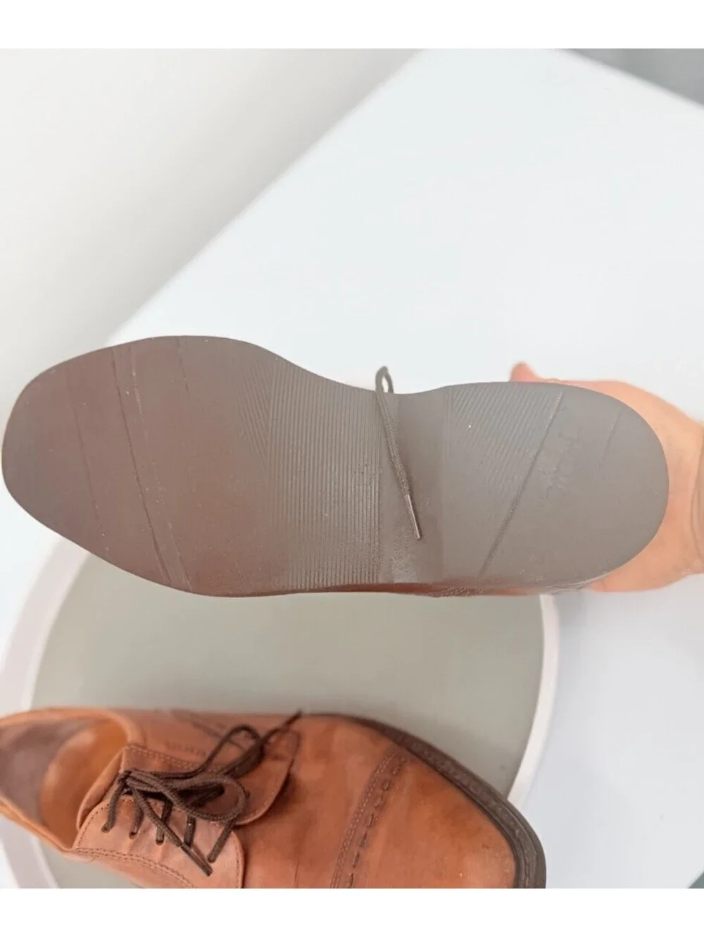 ECCO Men's Cap Toe Derby Dress Shoes Brown Leather Extra Width US 10.5 Vibram